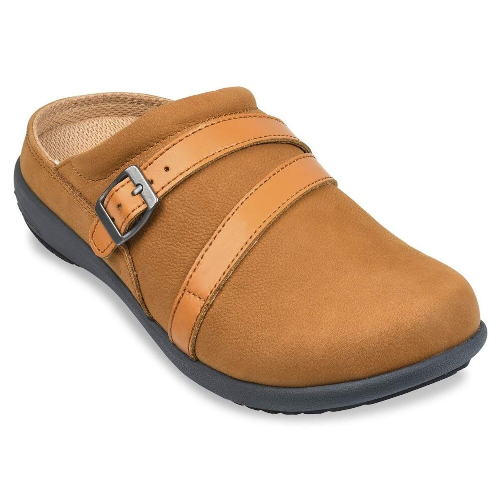 Spenco Women's Sydney Slide Clog Cognac Tan Leather Mule Size 5 New with Box